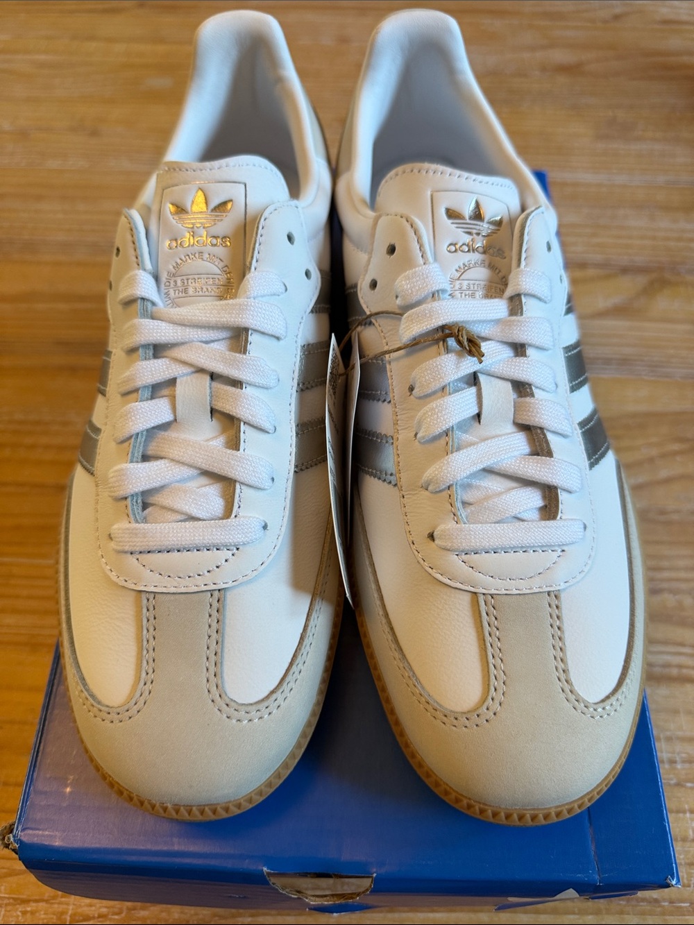 adidas Samba is Women’s White with Gum Sole and Silver Stripes - Picture 2 of 9